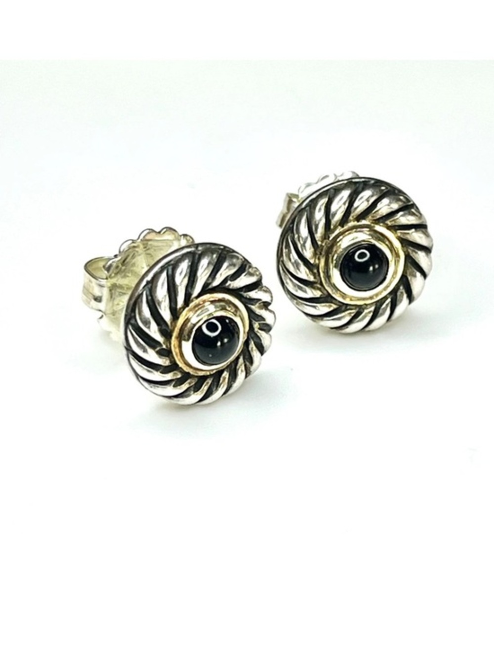 Authentic David Yurman black onyx cookie stud earrings